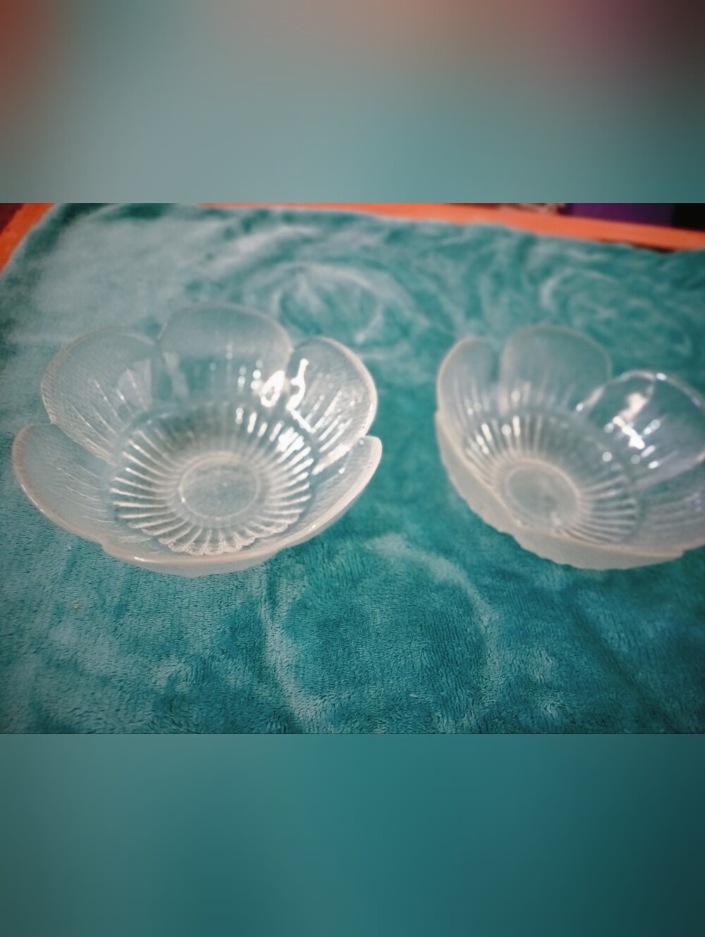 Vintage Arcoroc France "Fleur" Clear Glass Dessert Bowls - Set of 2
